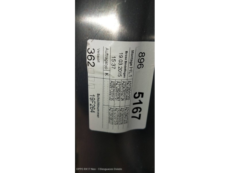 Recambio de elevalunas trasero izquierdo para mercedes clase e (w212) lim. e 220 bluetec (212.001) referencia OEM IAM A204820054