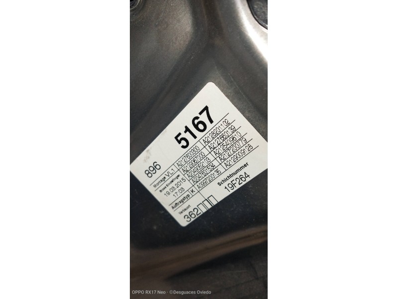 Recambio de elevalunas delantero izquierdo para mercedes clase e (w212) lim. e 220 bluetec (212.001) referencia OEM IAM A2129066