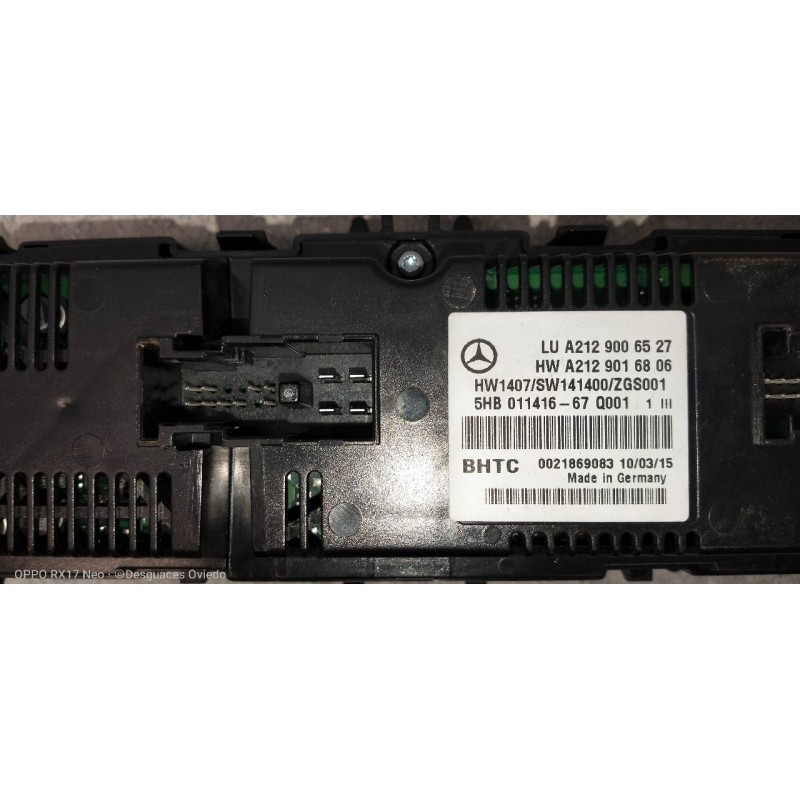Recambio de mando calefaccion / aire acondicionado para mercedes clase e (w212) lim. e 220 bluetec (212.001) referencia OEM IAM 