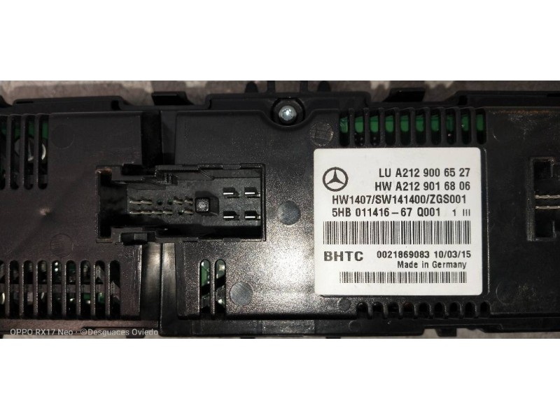 Recambio de mando calefaccion / aire acondicionado para mercedes clase e (w212) lim. e 220 bluetec (212.001) referencia OEM IAM 