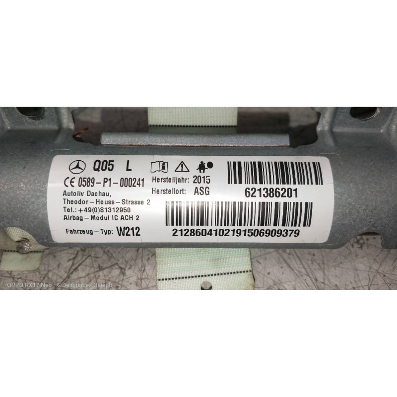 Recambio de airbag cortina delantero izquierdo para mercedes clase e (w212) lim. e 220 bluetec (212.001) referencia OEM IAM 6213