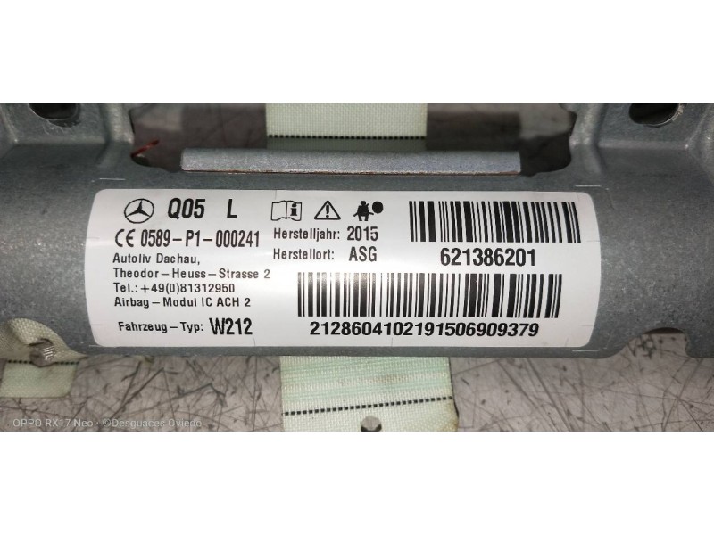 Recambio de airbag cortina delantero izquierdo para mercedes clase e (w212) lim. e 220 bluetec (212.001) referencia OEM IAM 6213