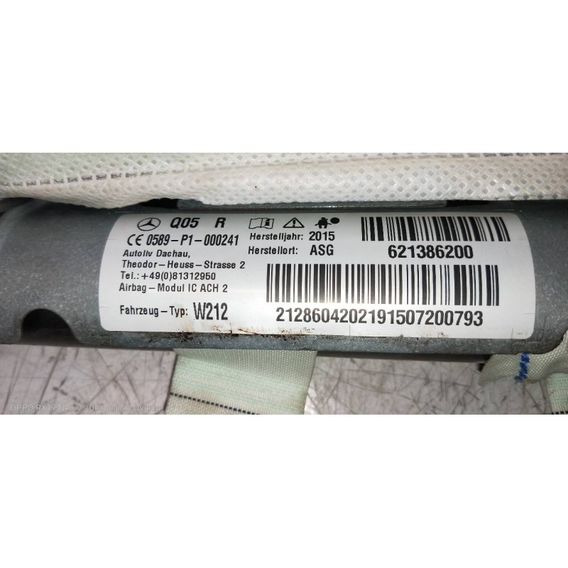 Recambio de airbag cortina delantero derecho para mercedes clase e (w212) lim. e 220 bluetec (212.001) referencia OEM IAM 621386