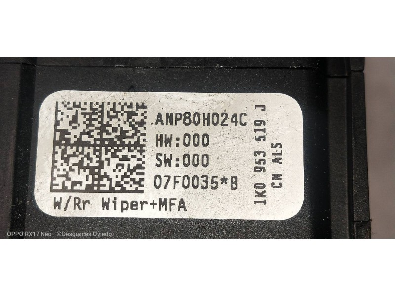 Recambio de mando limpia para volkswagen golf vi (5k1) advance referencia OEM IAM 1K0953519J  