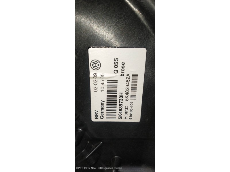 Recambio de elevalunas trasero derecho para volkswagen golf vi (5k1) advance referencia OEM IAM 5K4839730H 1K0959704AL 