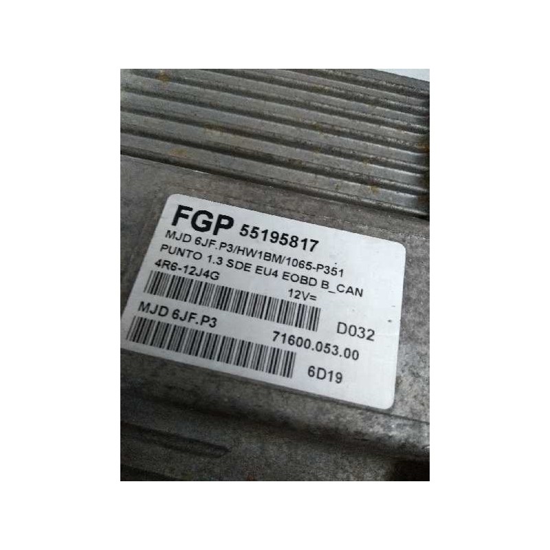 Recambio de centralita motor uce para fiat punto berlina (188) 1.3 jtd cat referencia OEM IAM 55195817 MJD6JFP3 