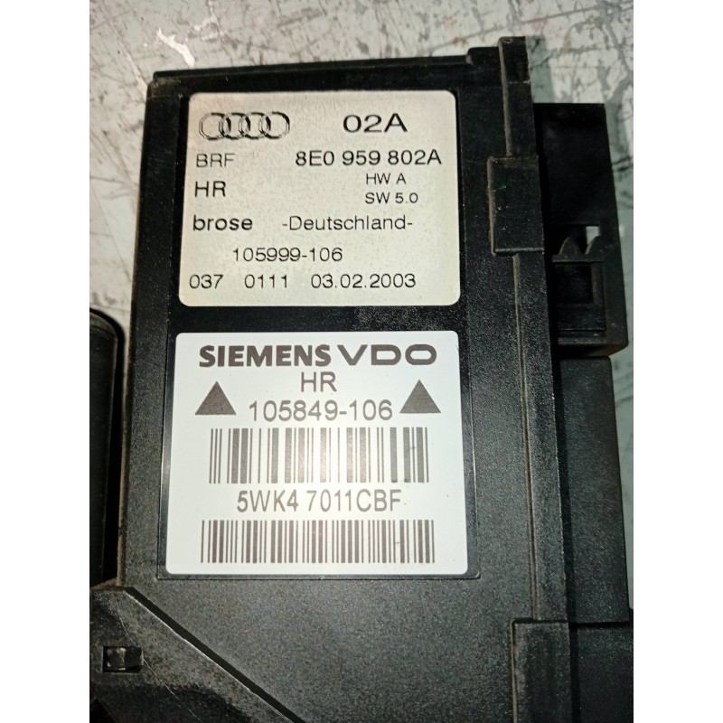 Recambio de elevalunas trasero derecho para audi a4 avant (8e) 1.9 tdi quattro (96kw) referencia OEM IAM BRM8E0839462A 8E0959802