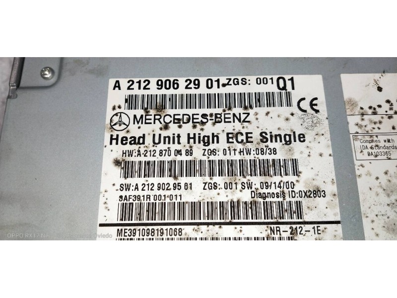 Recambio de sistema navegacion gps para mercedes clase e (w212) lim. 220 cdi blueefficiency (212.002) referencia OEM IAM A212906