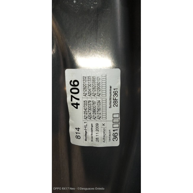 Recambio de elevalunas trasero izquierdo para mercedes clase e (w212) lim. 220 cdi blueefficiency (212.002) referencia OEM IAM A