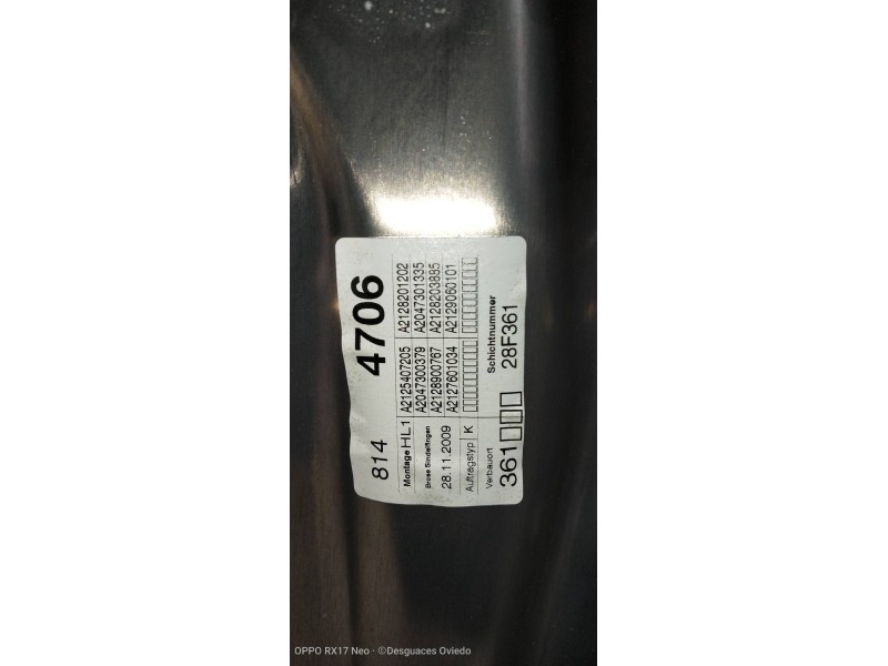 Recambio de elevalunas trasero izquierdo para mercedes clase e (w212) lim. 220 cdi blueefficiency (212.002) referencia OEM IAM A