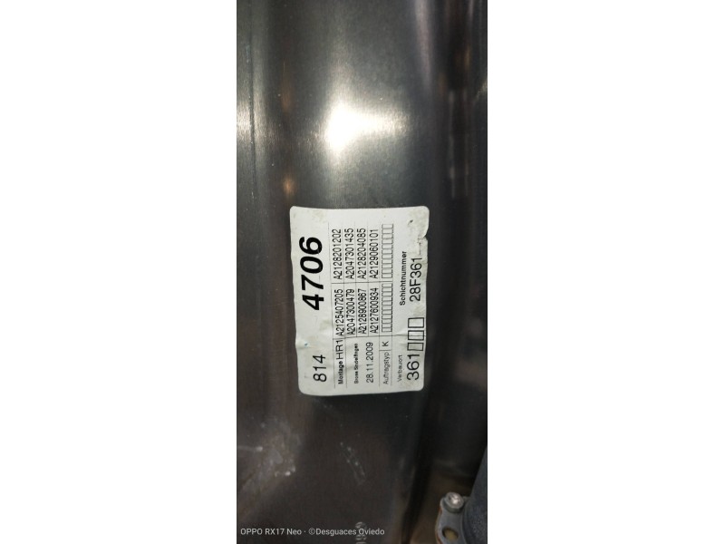 Recambio de elevalunas trasero derecho para mercedes clase e (w212) lim. 220 cdi blueefficiency (212.002) referencia OEM IAM A20