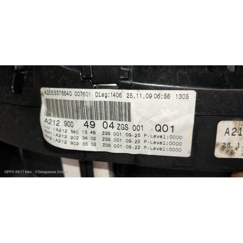 Recambio de cuadro instrumentos para mercedes clase e (w212) lim. 220 cdi blueefficiency (212.002) referencia OEM IAM A212900490