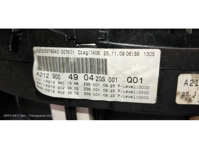 Recambio de cuadro instrumentos para mercedes clase e (w212) lim. 220 cdi blueefficiency (212.002) referencia OEM IAM A212900490