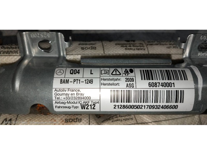 Recambio de airbag cortina delantero izquierdo para mercedes clase e (w212) lim. 220 cdi blueefficiency (212.002) referencia OEM