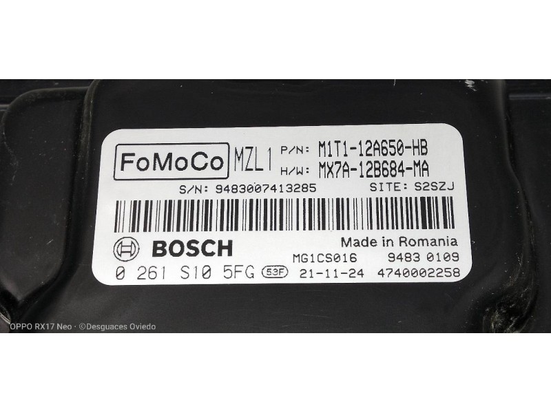 Recambio de centralita motor uce para ford puma st-line referencia OEM IAM 0261S105FG M1T112A650HB MX7A12B684MA 