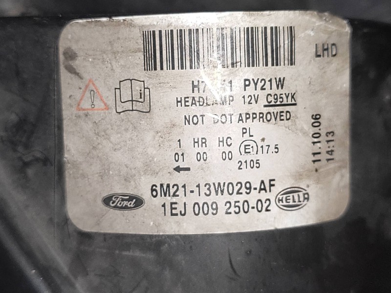 Recambio de faro derecho para ford s-max (ca1) trend referencia OEM IAM 6M2113W029AF 1EJ00925002 