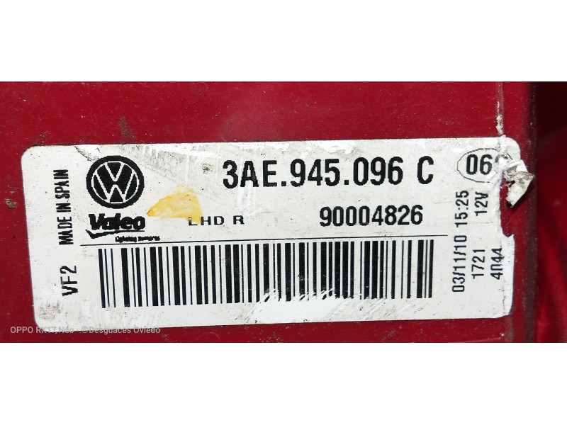 Recambio de piloto trasero derecho para volkswagen passat lim. (362) 1.6 tdi dpf referencia OEM IAM 3AE945096C  