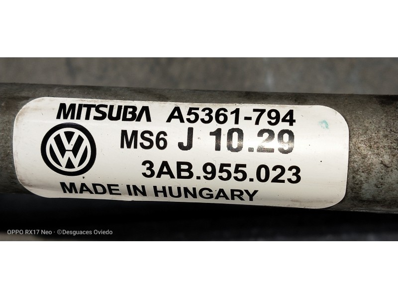 Recambio de motor limpia delantero para volkswagen passat lim. (362) 1.6 tdi dpf referencia OEM IAM 3AB955419 3AB955023 