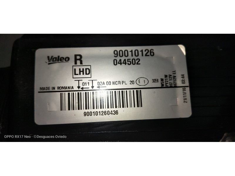 Recambio de faro derecho para volkswagen passat lim. (362) 1.6 tdi dpf referencia OEM IAM 90010126  