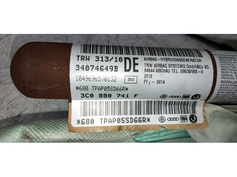 Recambio de airbag cortina delantero izquierdo para volkswagen passat lim. (362) 1.6 tdi dpf referencia OEM IAM 3C0880741F 34074