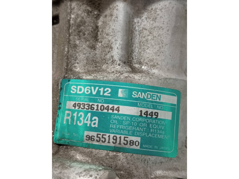 Recambio de compresor aire acondicionado para peugeot 206 berlina x-line referencia OEM IAM SD6V121449 9655191580 