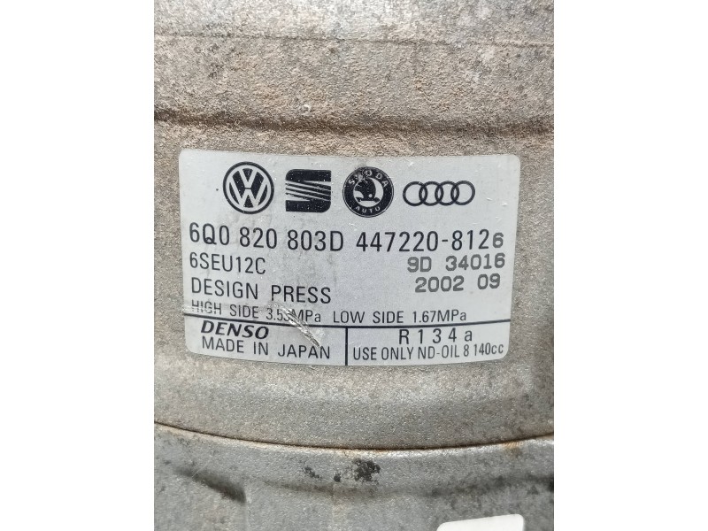 Recambio de compresor aire acondicionado para seat ibiza (6l1) signo referencia OEM IAM 4472208126 6Q0820803D 