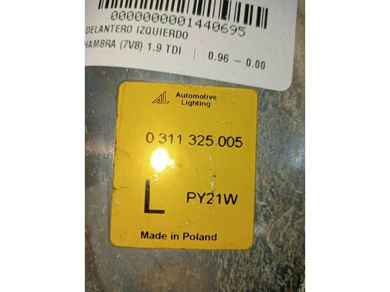 Recambio de piloto delantero izquierdo para seat alhambra (7v8) 1.9 tdi referencia OEM IAM 0311325005  