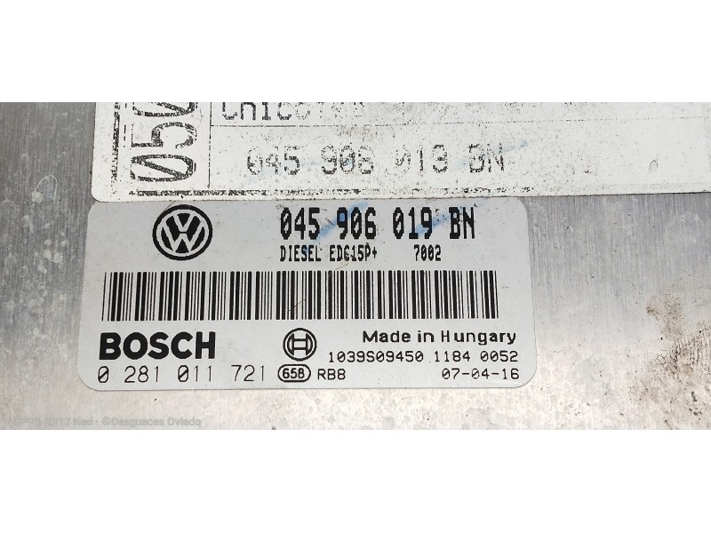 Recambio de centralita motor uce para volkswagen fox (5z1) básico referencia OEM IAM 045906019BN 0281011721 1039S09450