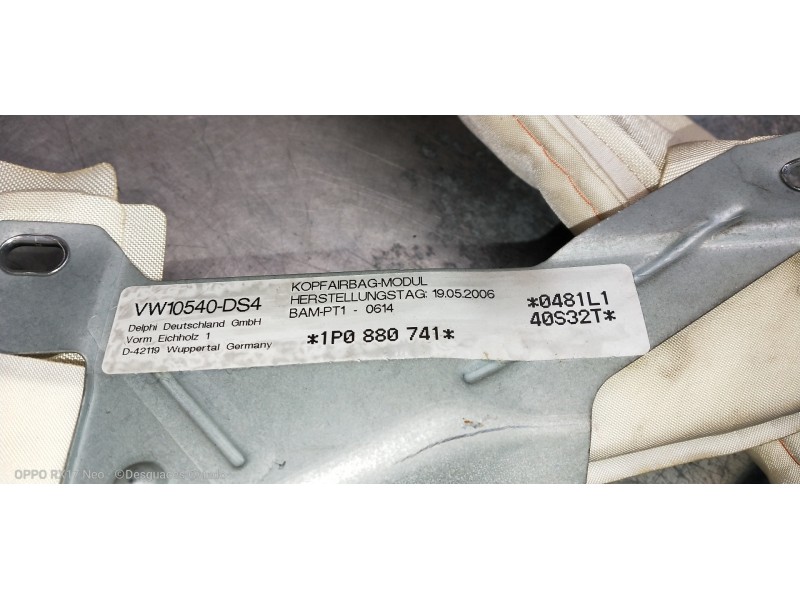 Recambio de airbag cortina delantero izquierdo para seat leon (1p1) reference referencia OEM IAM 1P0880741  