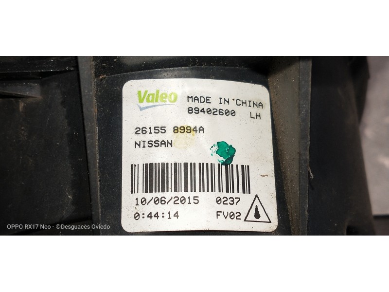 Recambio de faro antiniebla izquierdo para nissan x-trail (t32) 360 referencia OEM IAM 261558994A 89402600 