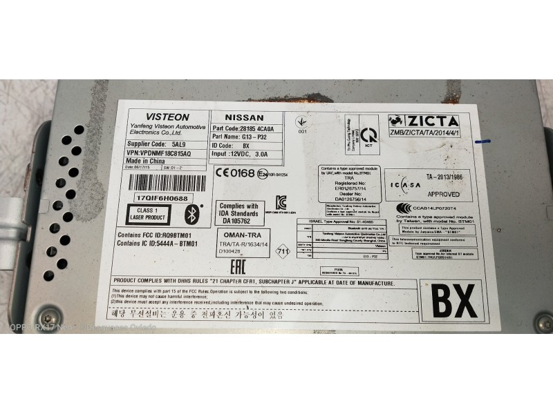 Recambio de sistema audio / radio cd para nissan x-trail (t32) 360 referencia OEM IAM 281854CA0A  