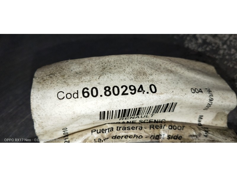 Recambio de elevalunas trasero derecho para renault scenic (ja..) 1.9 d rt referencia OEM IAM 60802940  5P