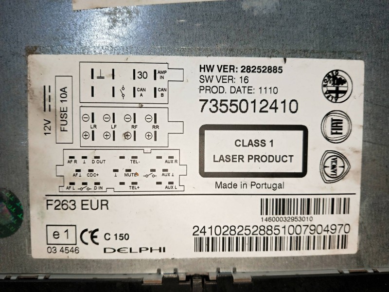 Recambio de sistema audio / radio cd para fiat doblo dynamic referencia OEM IAM 7355012410  