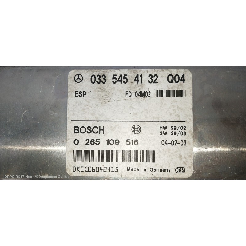 Recambio de centralita asr para mercedes clase e (w211) berlina e 270 cdi (211.016) referencia OEM IAM 0265109516 0335454132 