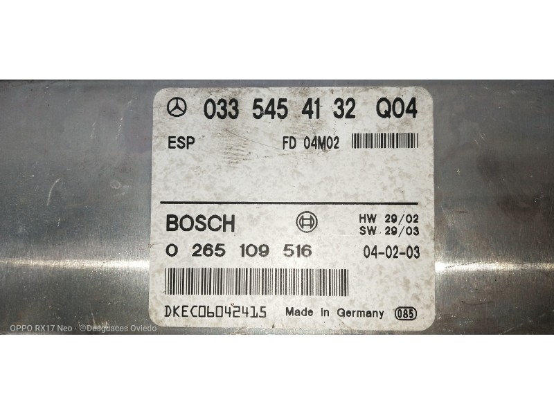 Recambio de centralita asr para mercedes clase e (w211) berlina e 270 cdi (211.016) referencia OEM IAM 0265109516 0335454132 