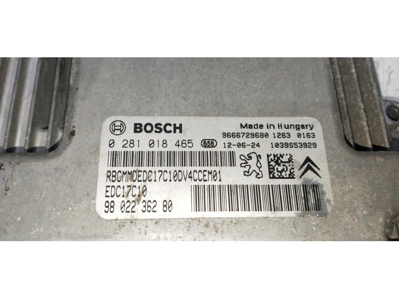 Recambio de centralita motor uce para citroen c3 tonic referencia OEM IAM 0281018465 9802236280 9666729680