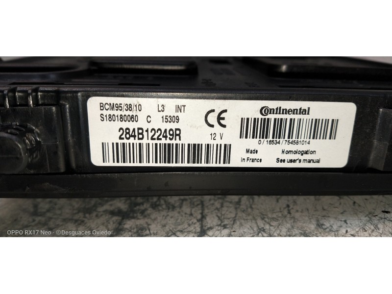 Recambio de modulo electronico para renault megane iii berlina 5 p business referencia OEM IAM 284B12249R S180180060C BCM953810