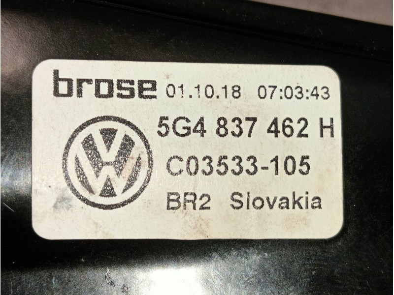 Recambio de elevalunas delantero derecho para volkswagen golf vii lim. bluemotion referencia OEM IAM 5G4837462H C03533105 5P