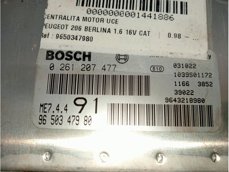 Recambio de centralita motor uce para peugeot 206 berlina xs referencia OEM IAM 9650347980 0261207477 1039S01172