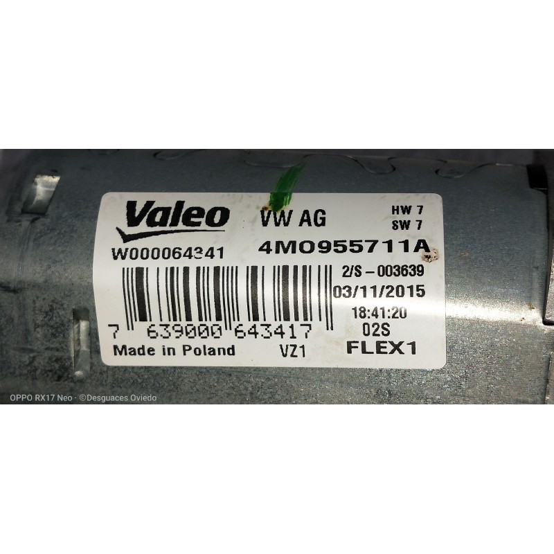 Recambio de motor limpia trasero para audi q7 (4m) 3.0 tdi quattro referencia OEM IAM 4M0955711A W000064341 