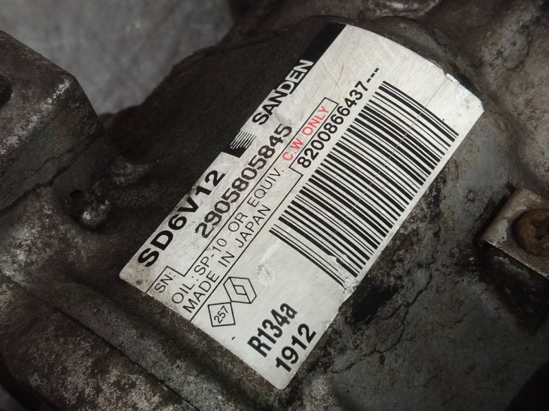Recambio de compresor aire acondicionado para renault kangoo dynamique referencia OEM IAM SD6V121912 8200866437 