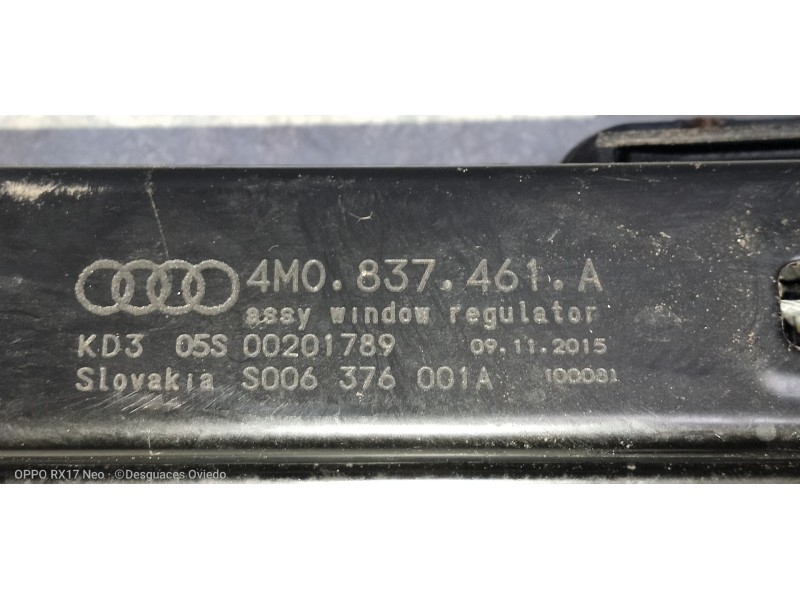 Recambio de elevalunas delantero izquierdo para audi q7 (4m) 3.0 tdi quattro referencia OEM IAM 4M0837461A 8W0959802 