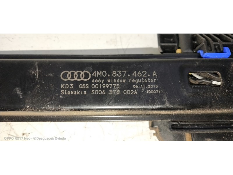 Recambio de elevalunas delantero derecho para audi q7 (4m) 3.0 tdi quattro referencia OEM IAM 4M0837462A 8W0959801 