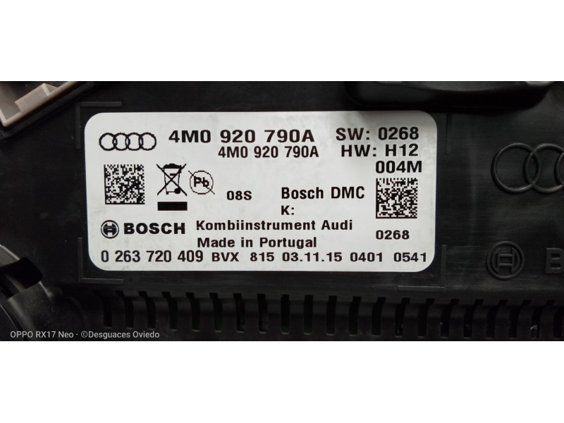 Recambio de cuadro instrumentos para audi q7 (4m) 3.0 tdi quattro referencia OEM IAM 4M0920790A 0263720409BVX 