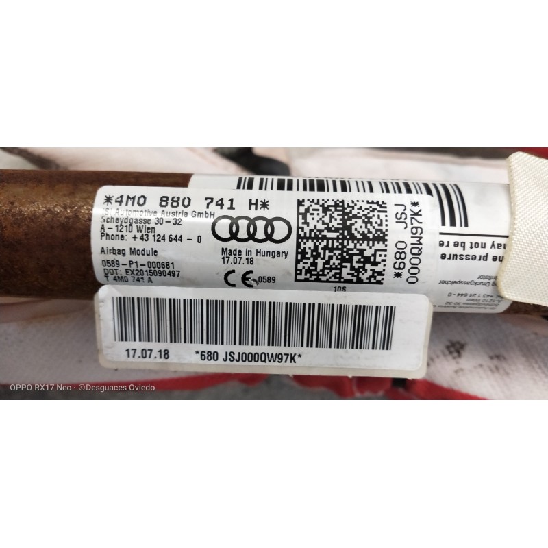 Recambio de airbag cortina delantero izquierdo para audi q7 (4m) 3.0 tdi quattro referencia OEM IAM 4M0880741H  
