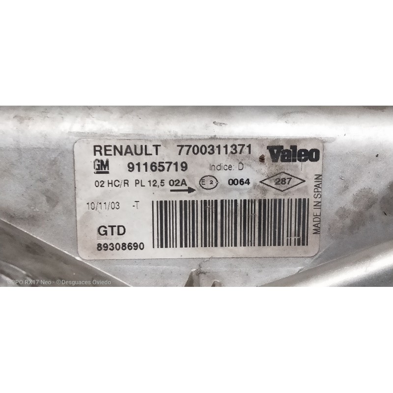 Recambio de faro izquierdo para renault trafic caja cerrada (ab 4.01) l1h1 caja cerrada, corto referencia OEM IAM 7700311371 911