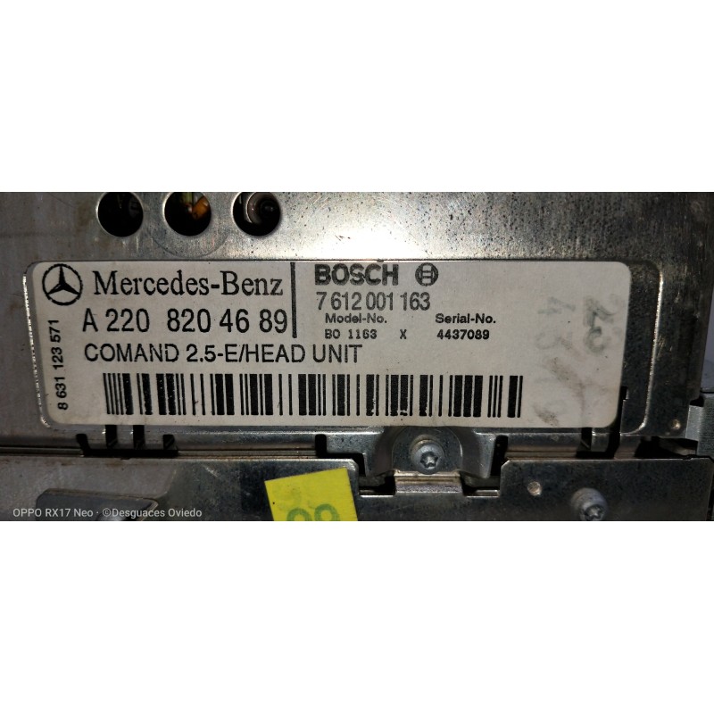Recambio de pantalla multifuncion para mercedes clase s (w220) berlina 430 (220.070) referencia OEM IAM A2208204689 7612001163 8