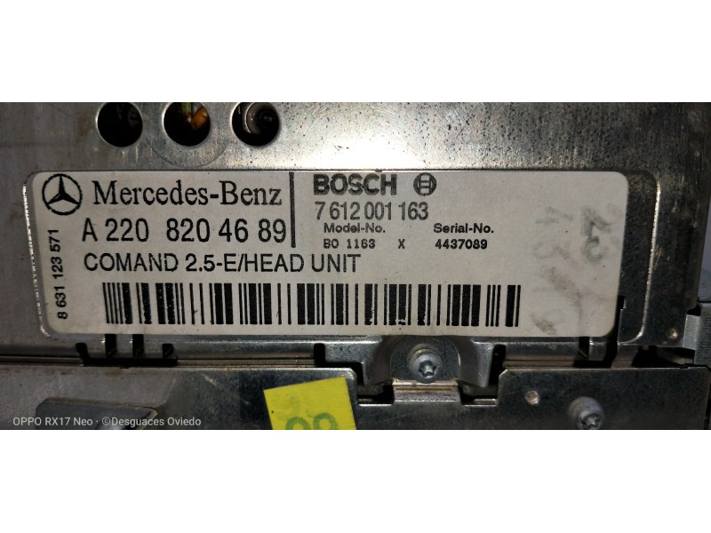 Recambio de pantalla multifuncion para mercedes clase s (w220) berlina 430 (220.070) referencia OEM IAM A2208204689 7612001163 8