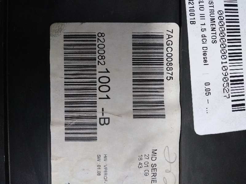Recambio de cuadro instrumentos para renault clio iii 1.5 dci diesel referencia OEM IAM 8200821001B 7AGC008875 