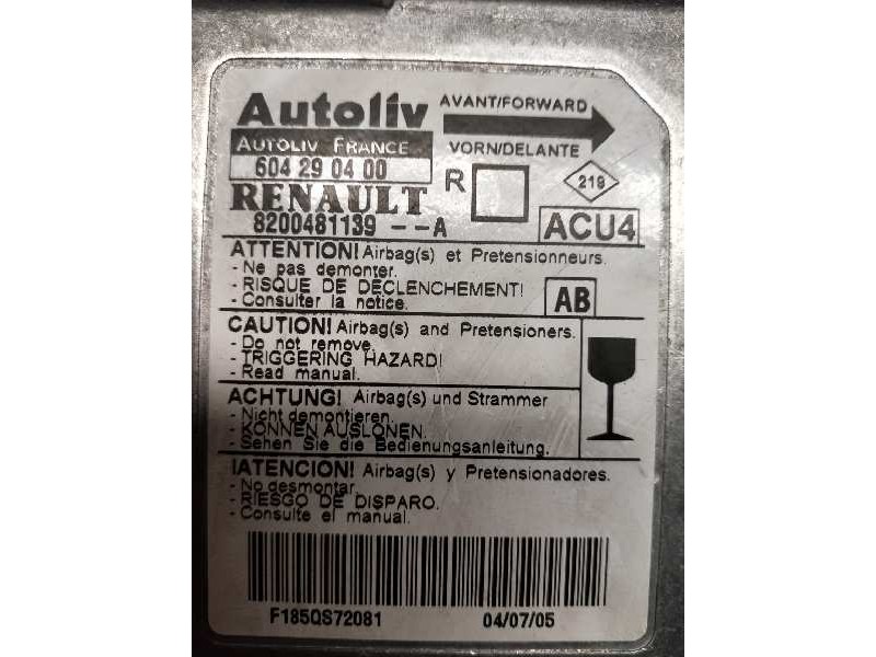 Recambio de centralita airbag para renault scenic ii 1.9 dci diesel referencia OEM IAM 604290400 8200481139A 